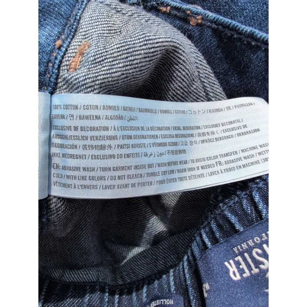 Sz 7 Hollister Womens Ultra High Rise Mom‎ Shorts  Blue Denim Cuffed Elastic EUC